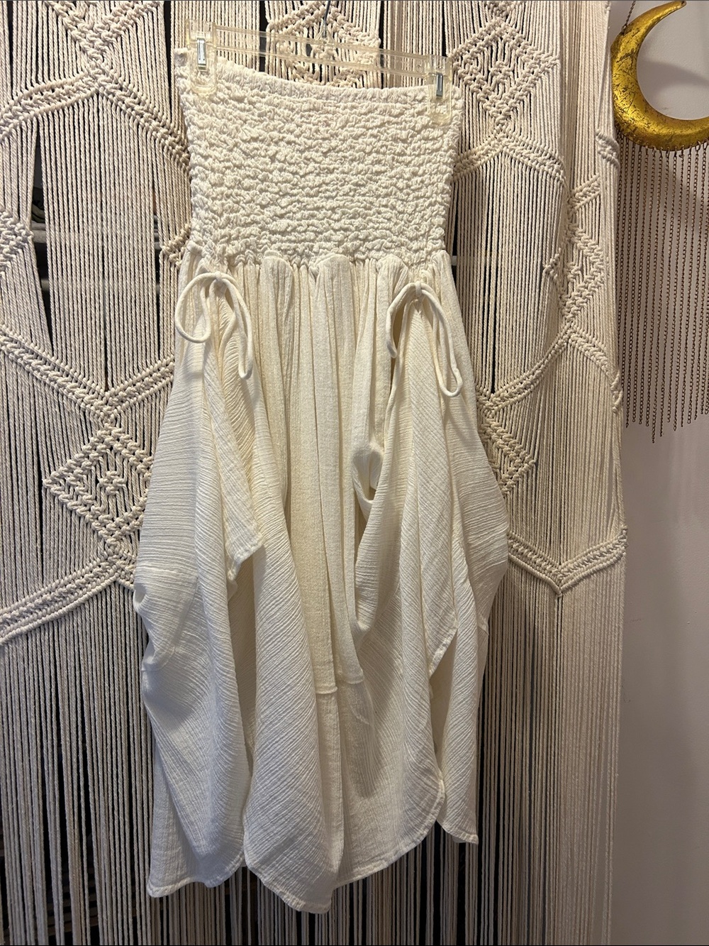 Free People Cream Smocked Convertible Boho Dress/Skirt - Picture 9 of 10